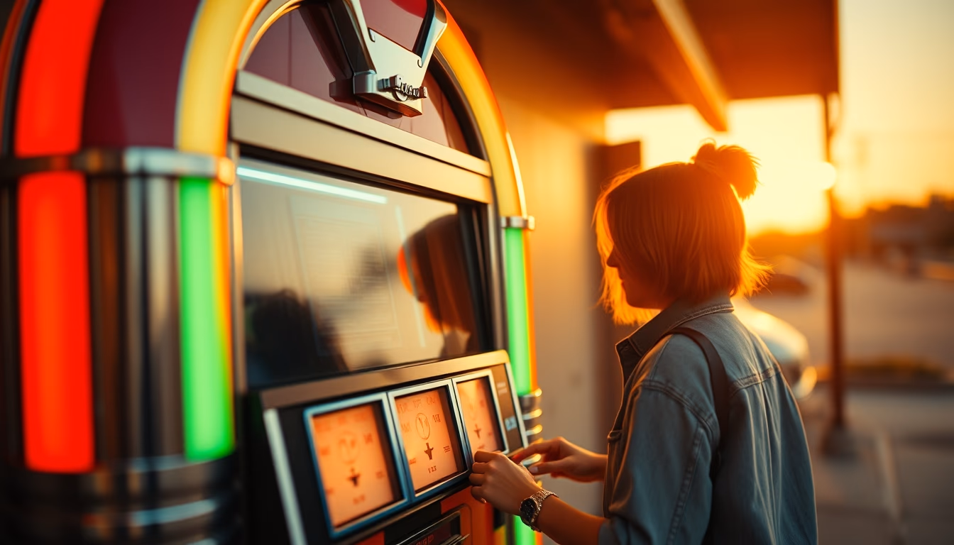 45 rpm jukebox singles in editorial style