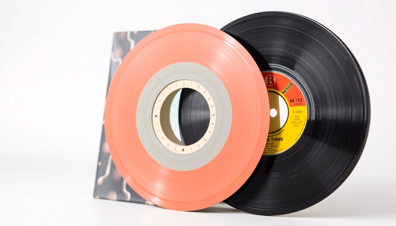 45 rpm jukebox singles in editorial style