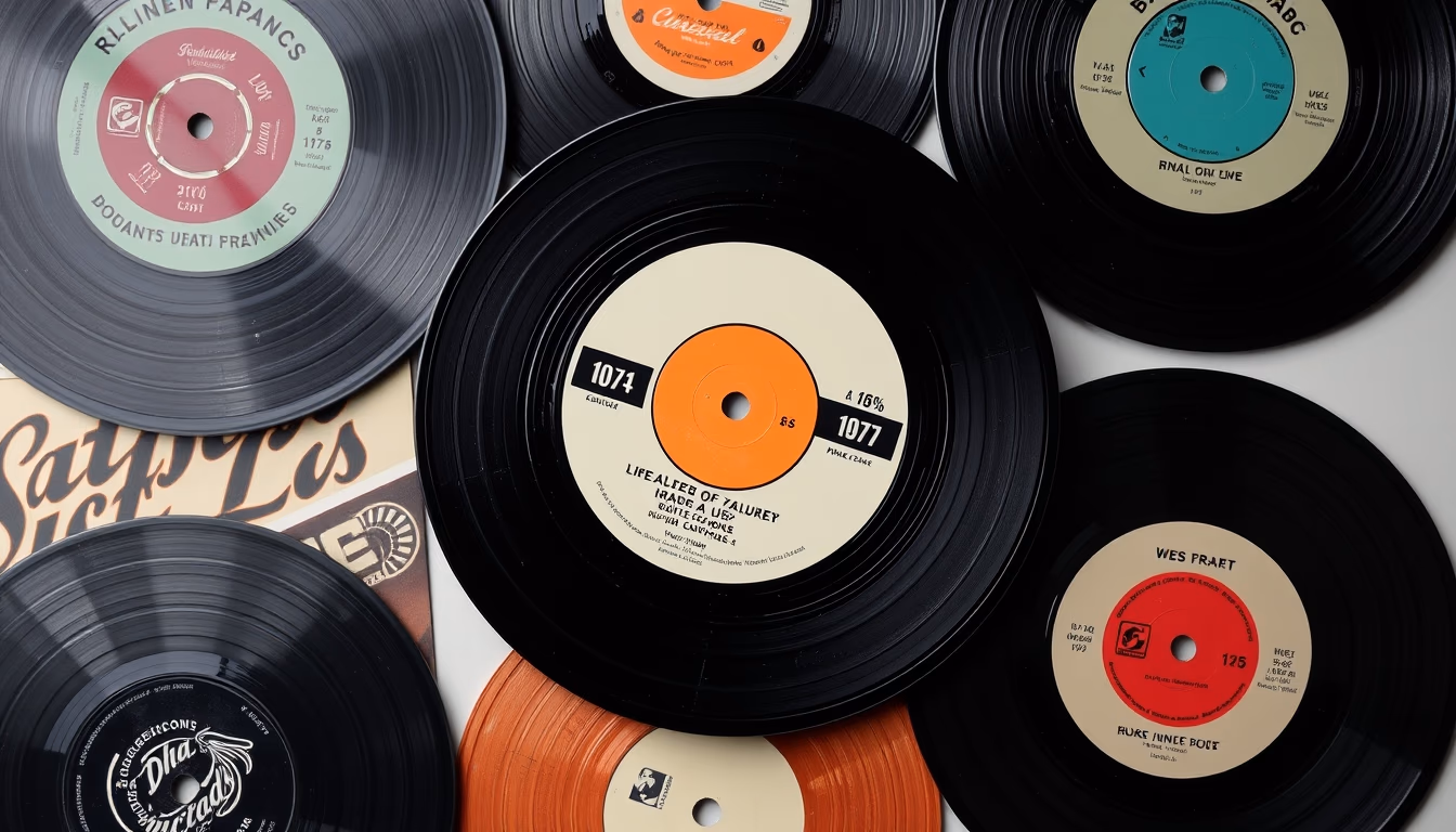 45 rpm jukebox singles in editorial style