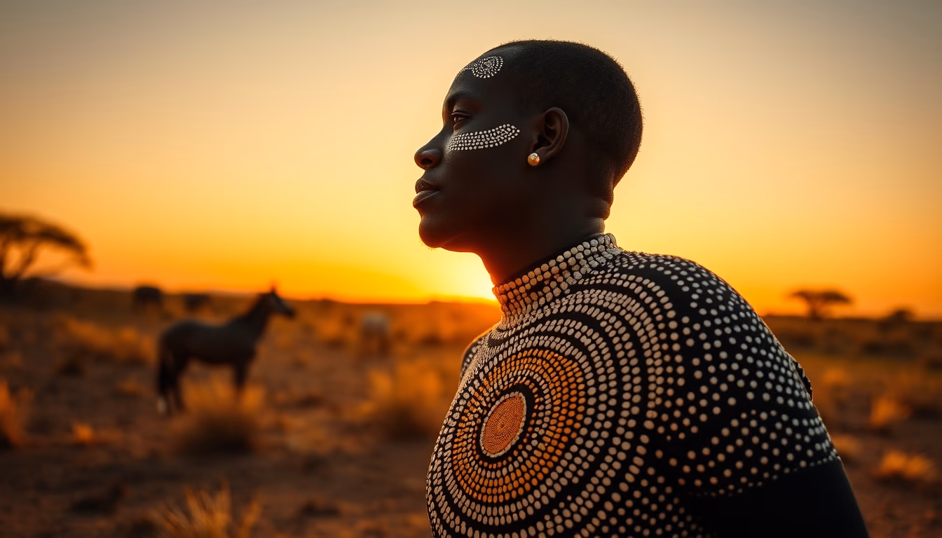 aboriginal dot painting in editorial style