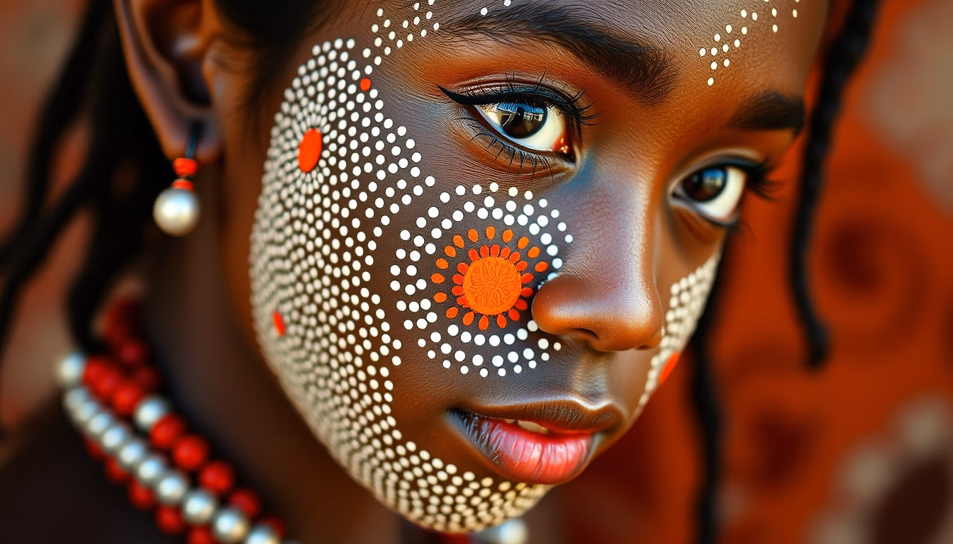 aboriginal dot painting in editorial style