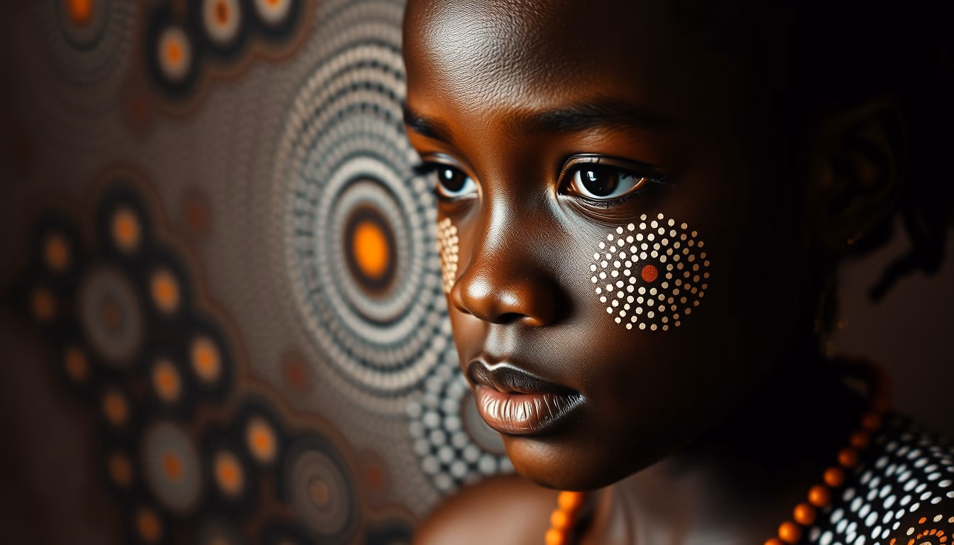 aboriginal dot painting in editorial style