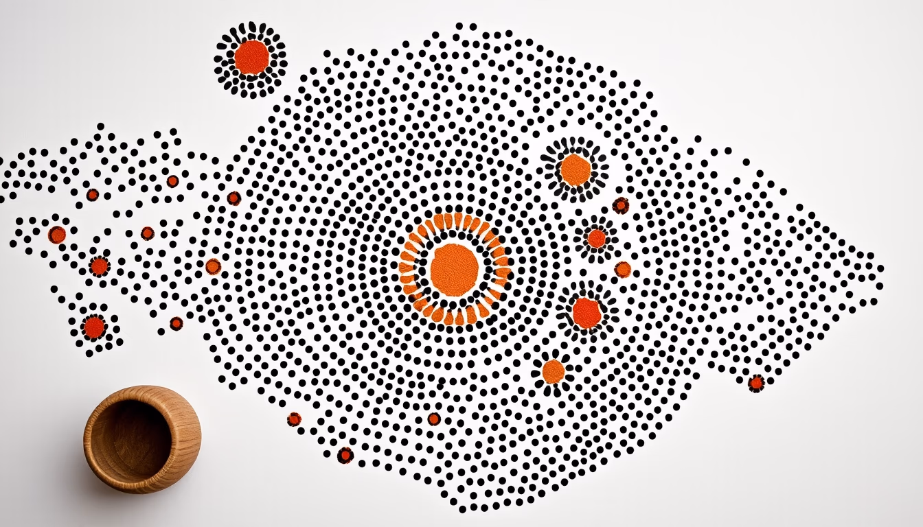 aboriginal dot painting in editorial style