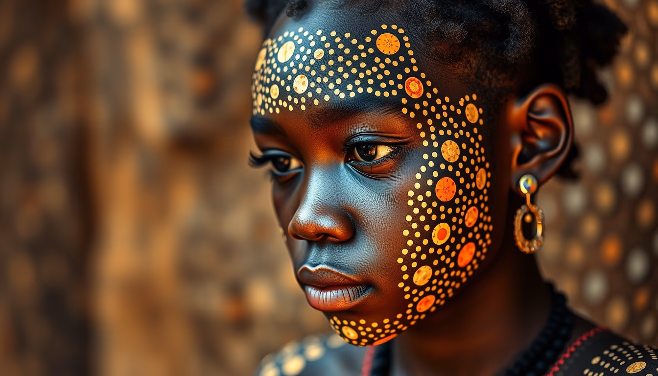 aboriginal dot painting in editorial style