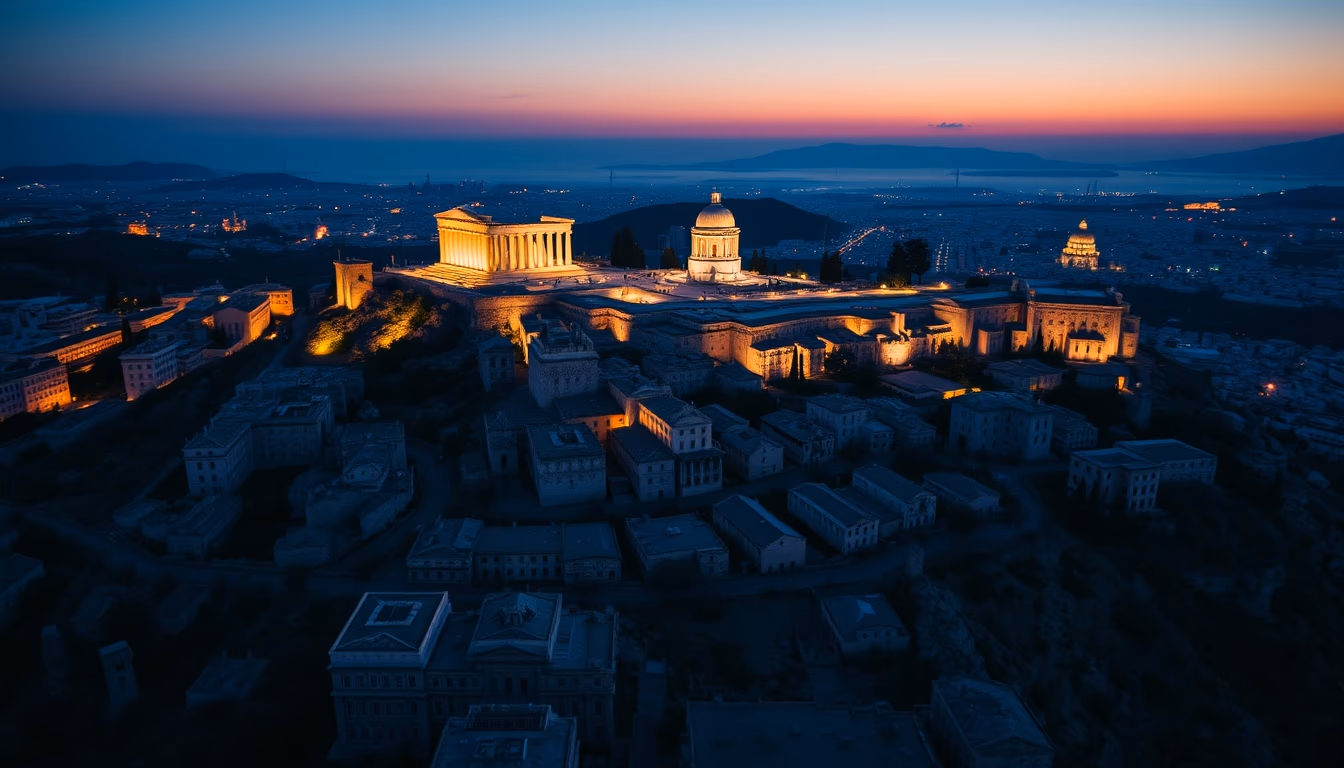 acropolis athens panorama in editorial style