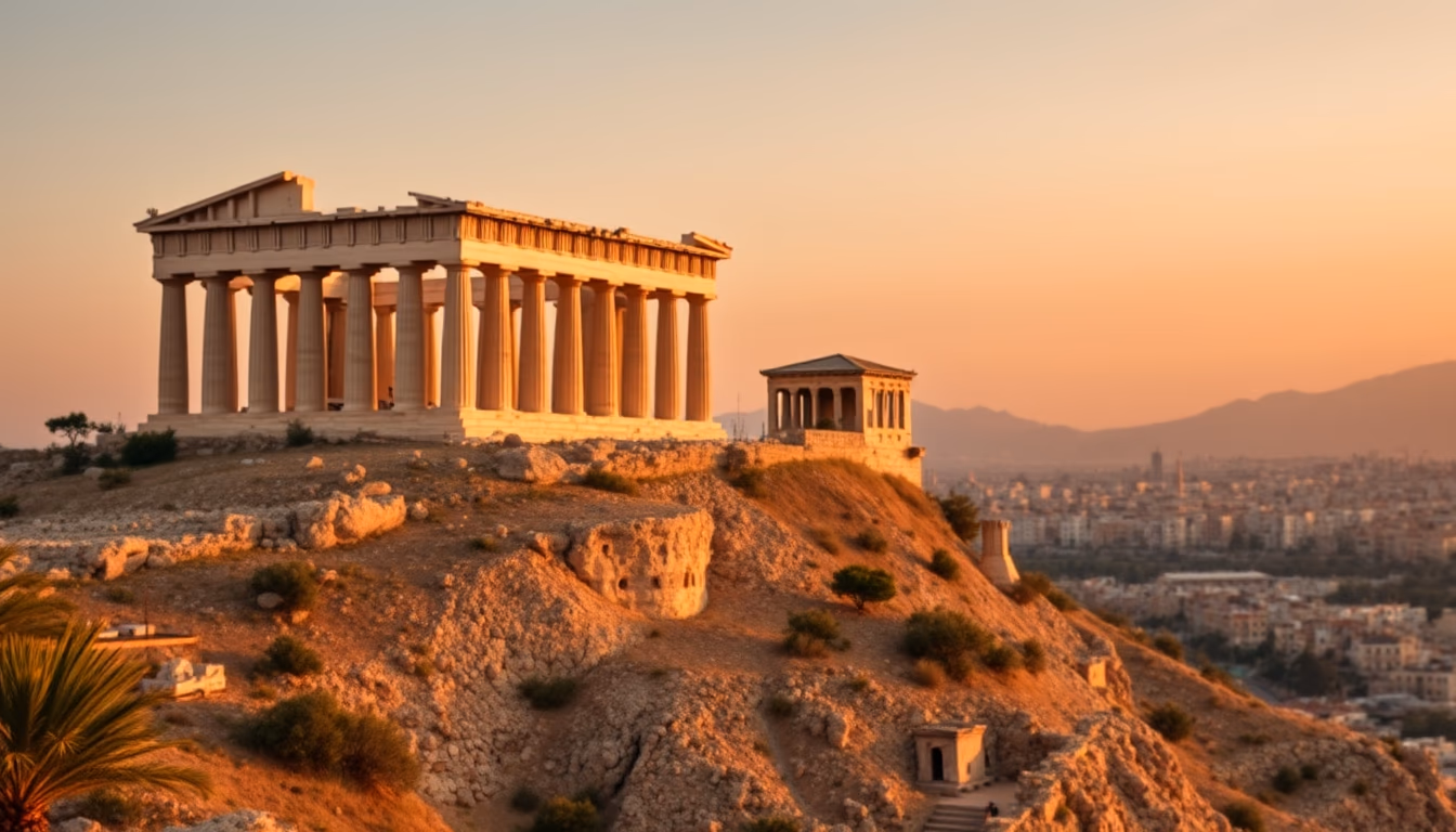 acropolis athens panorama in editorial style