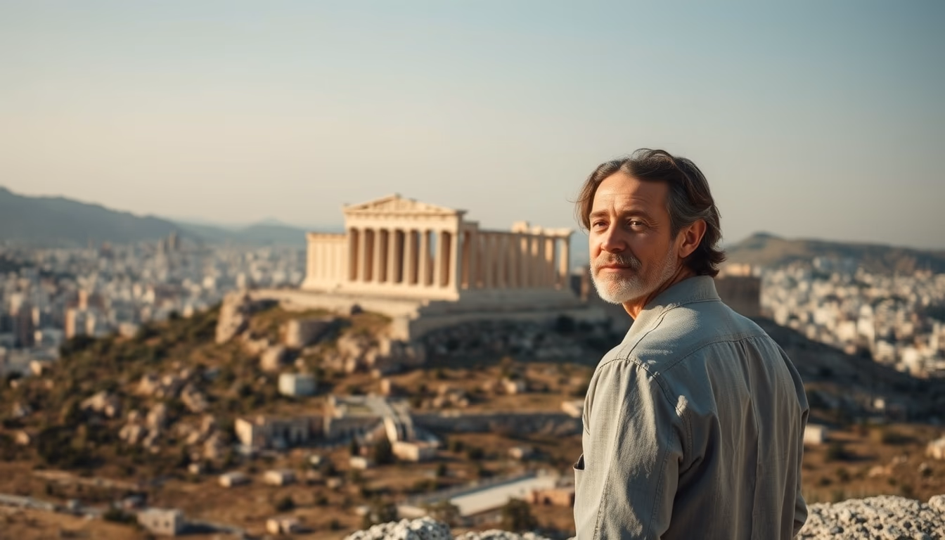acropolis athens panorama in editorial style