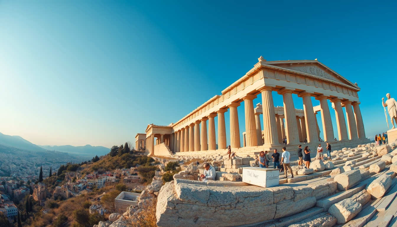 acropolis athens panorama in editorial style