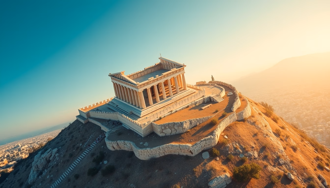 acropolis athens panorama in editorial style