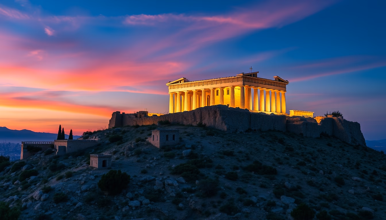 acropolis athens panorama in editorial style