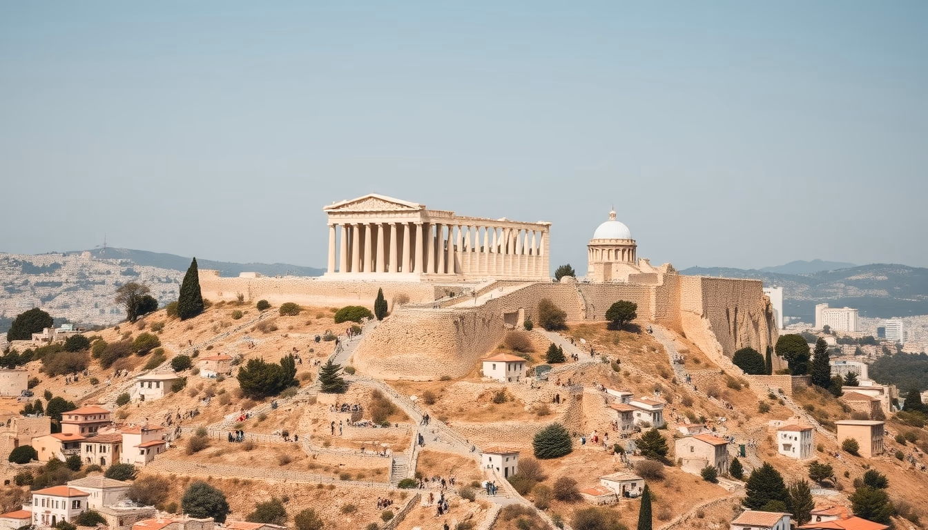 acropolis athens panorama in editorial style