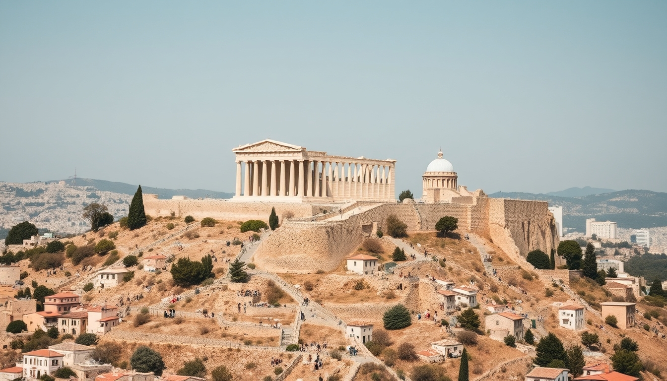 acropolis athens panorama in editorial style
