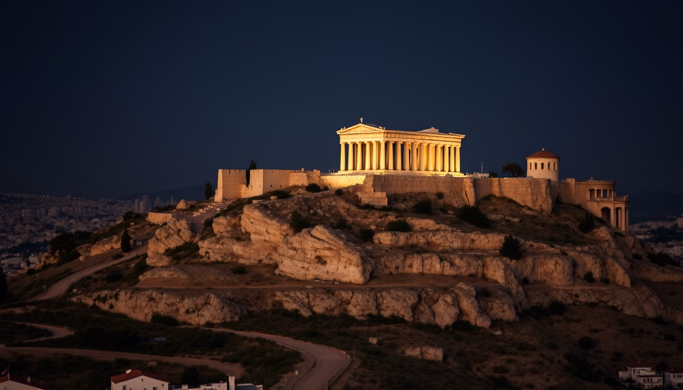 acropolis athens panorama in editorial style