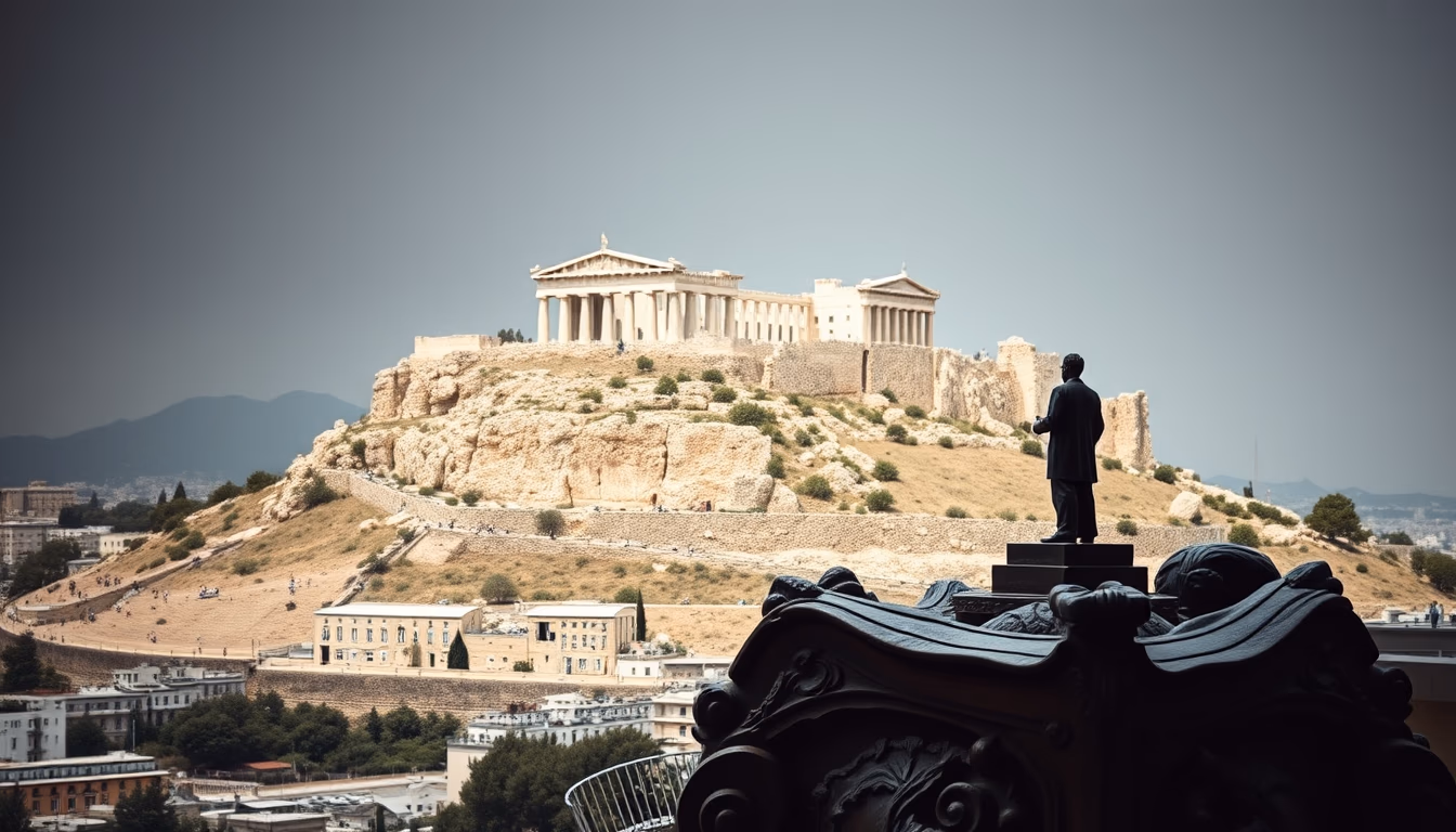 acropolis athens panorama in editorial style
