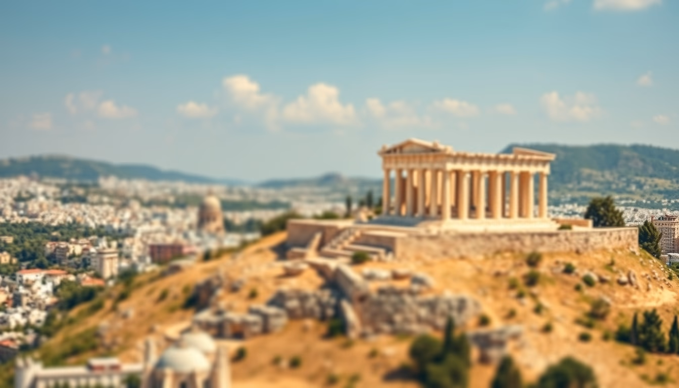 acropolis athens panorama in editorial style