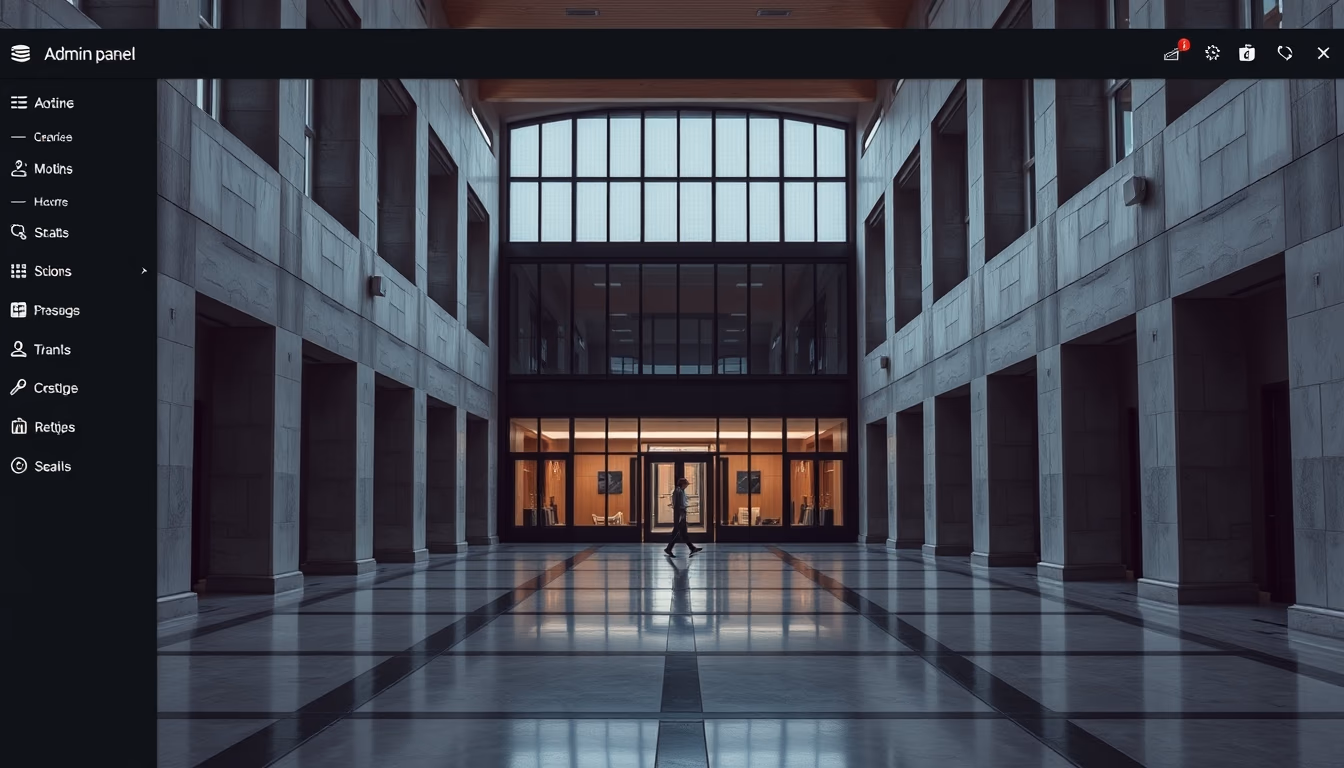 admin panel dark mode in editorial style