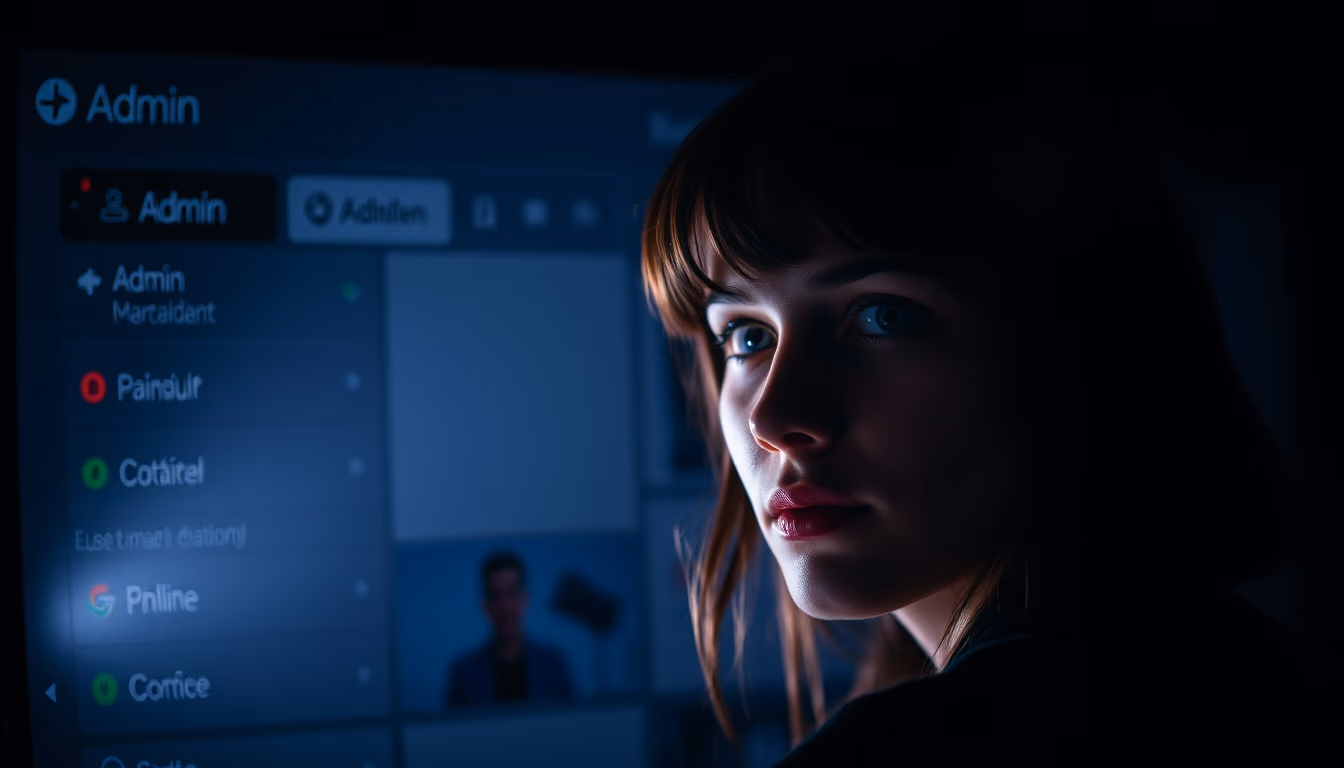 admin panel dark mode in editorial style