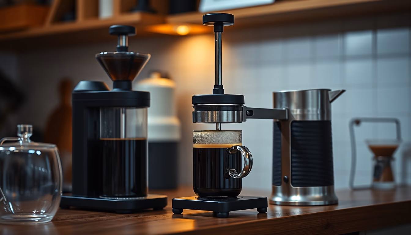 aeropress coffee station in editorial style