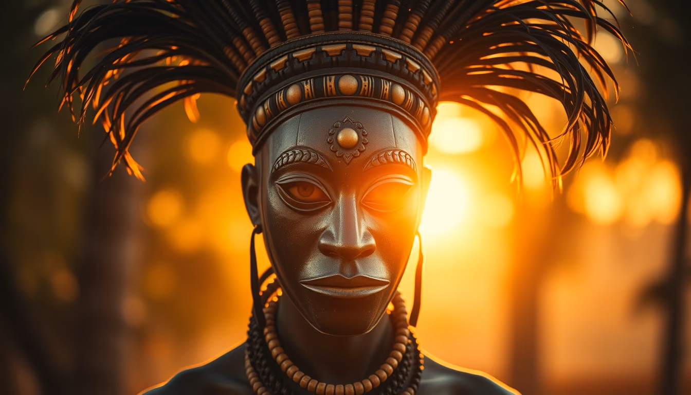 african tribal mask in editorial style