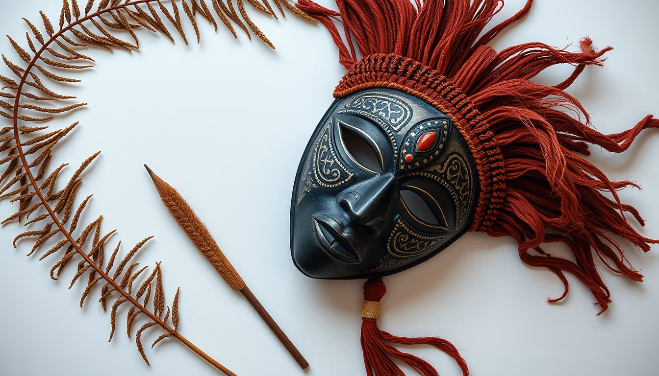 african tribal mask in editorial style