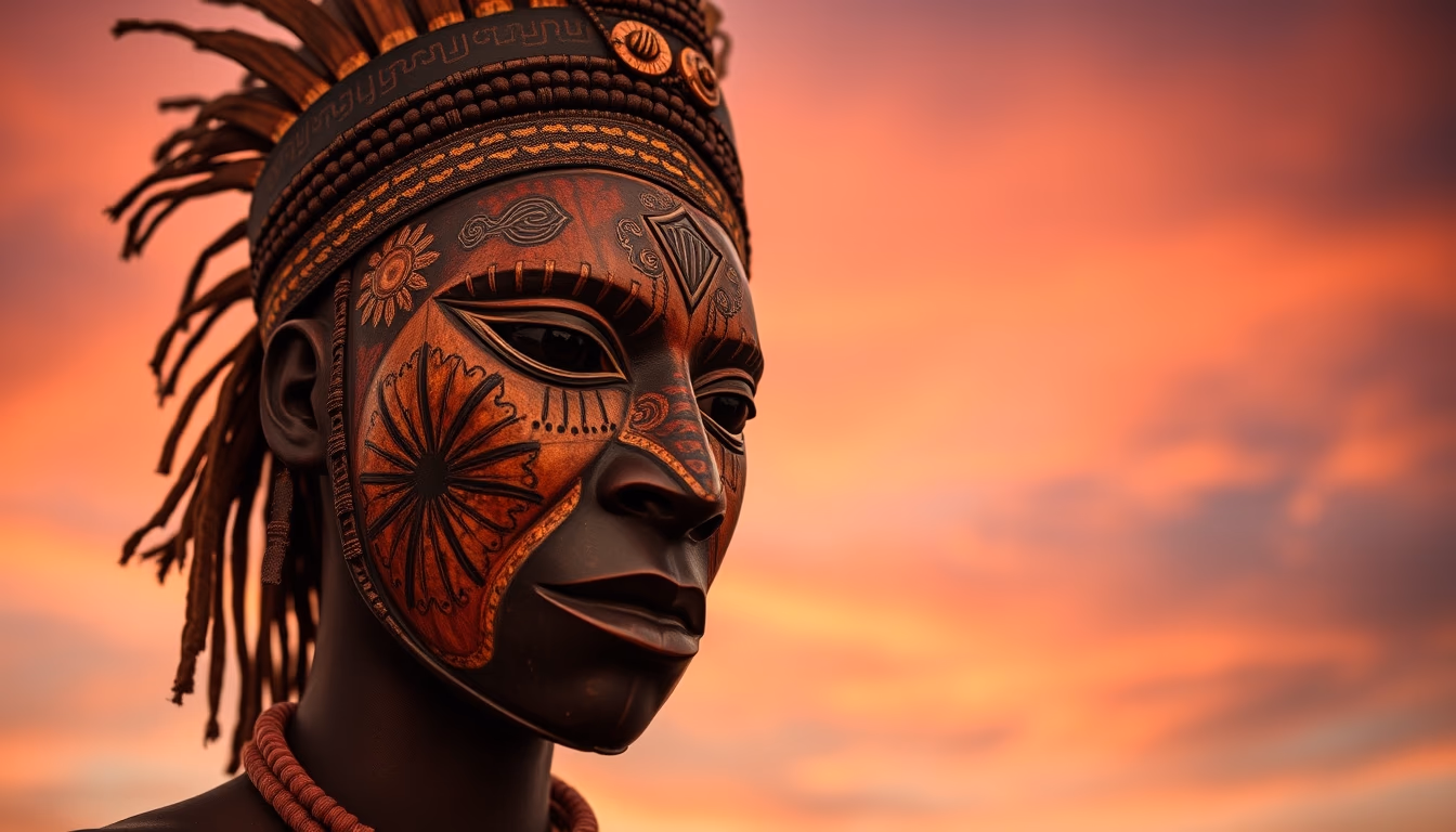 african tribal mask in editorial style