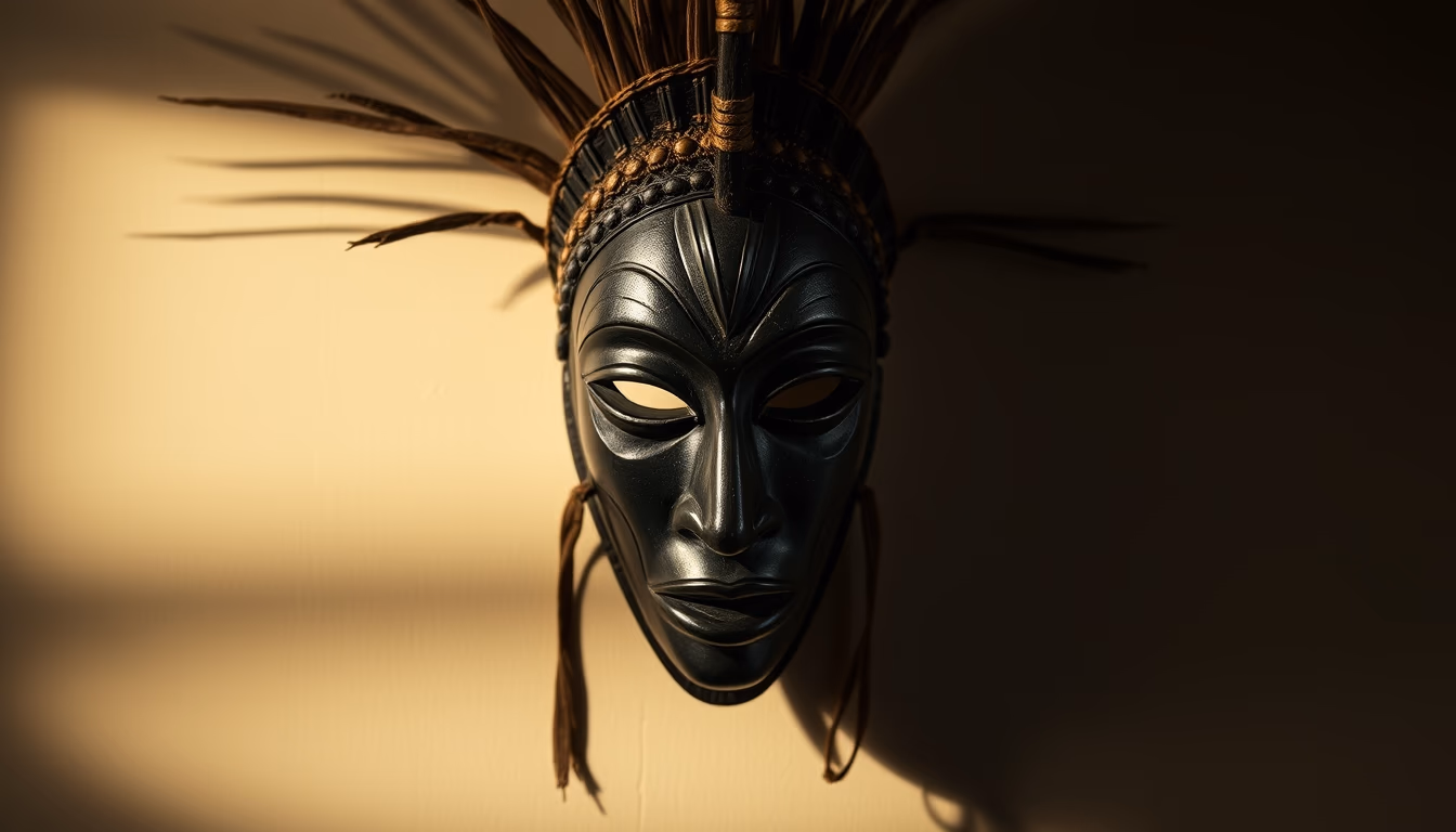 african tribal mask in editorial style
