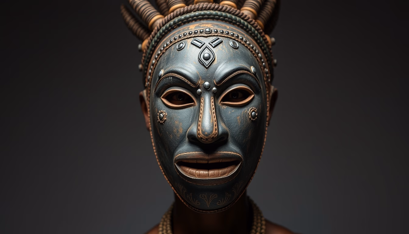 african tribal mask in editorial style