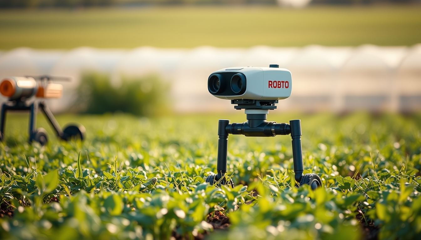 agricultural robot field in editorial style