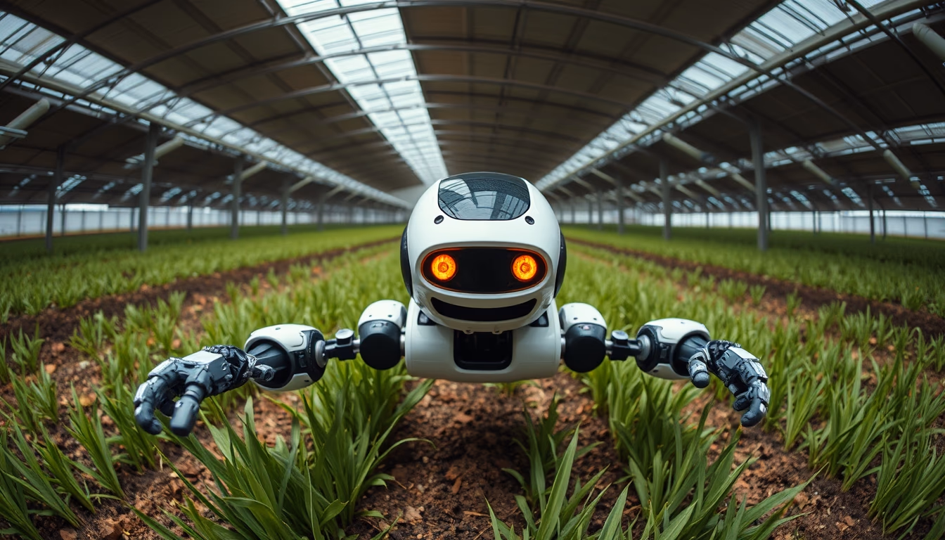 agricultural robot field in editorial style