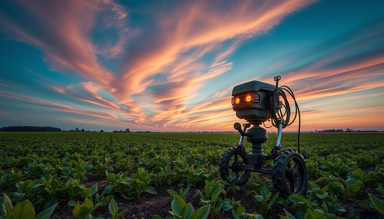 agricultural robot field in editorial style