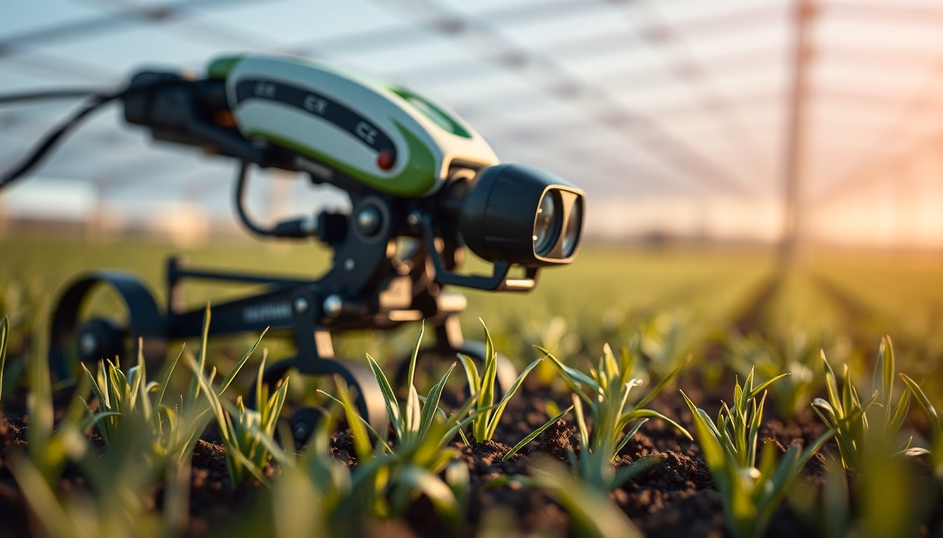 Agricultural robot field em estilo editorial