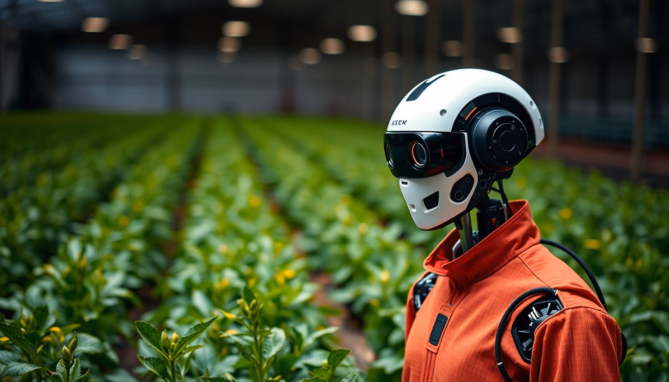 agricultural robot field in editorial style