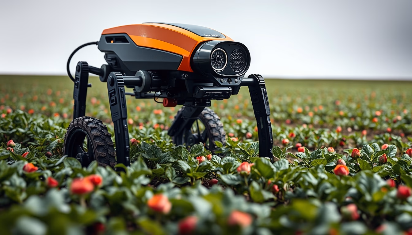 agricultural robot field in editorial style