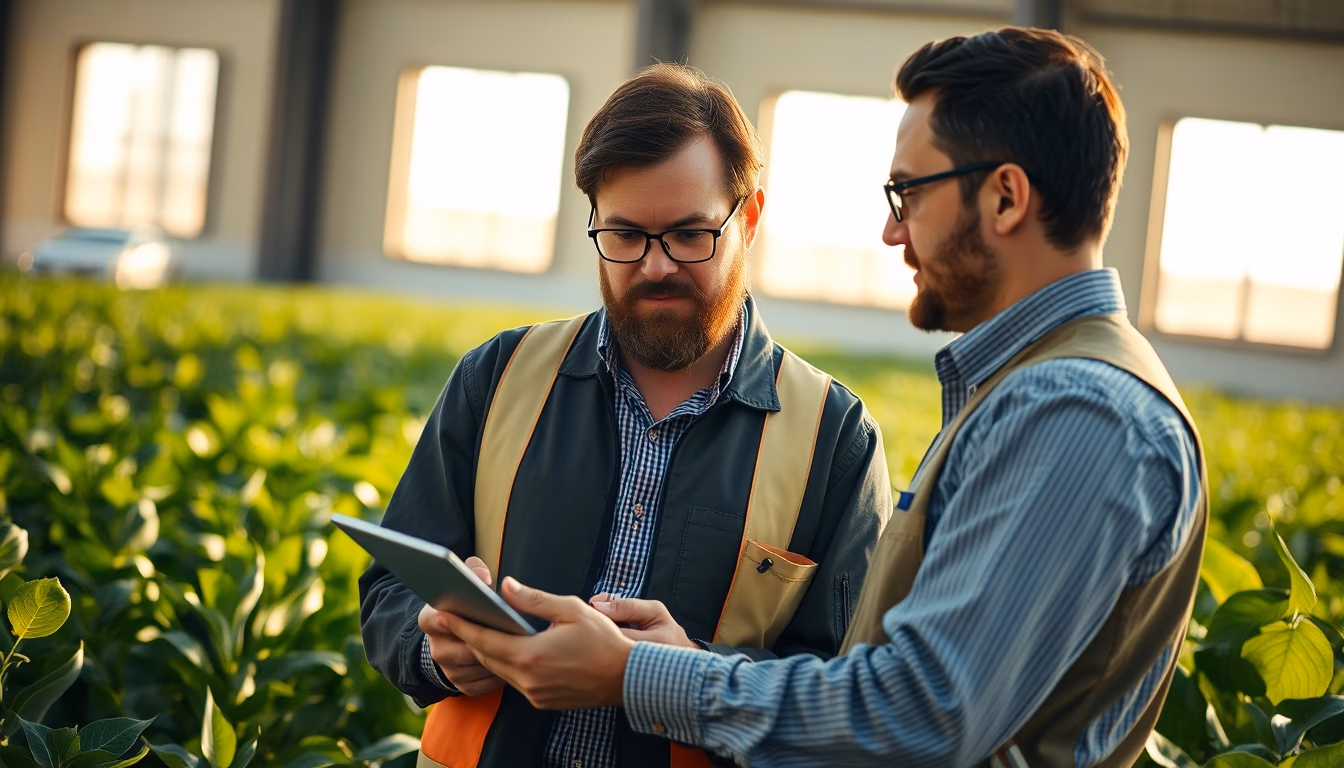 agronomist with tablet in field analyzing crop data in editorial style