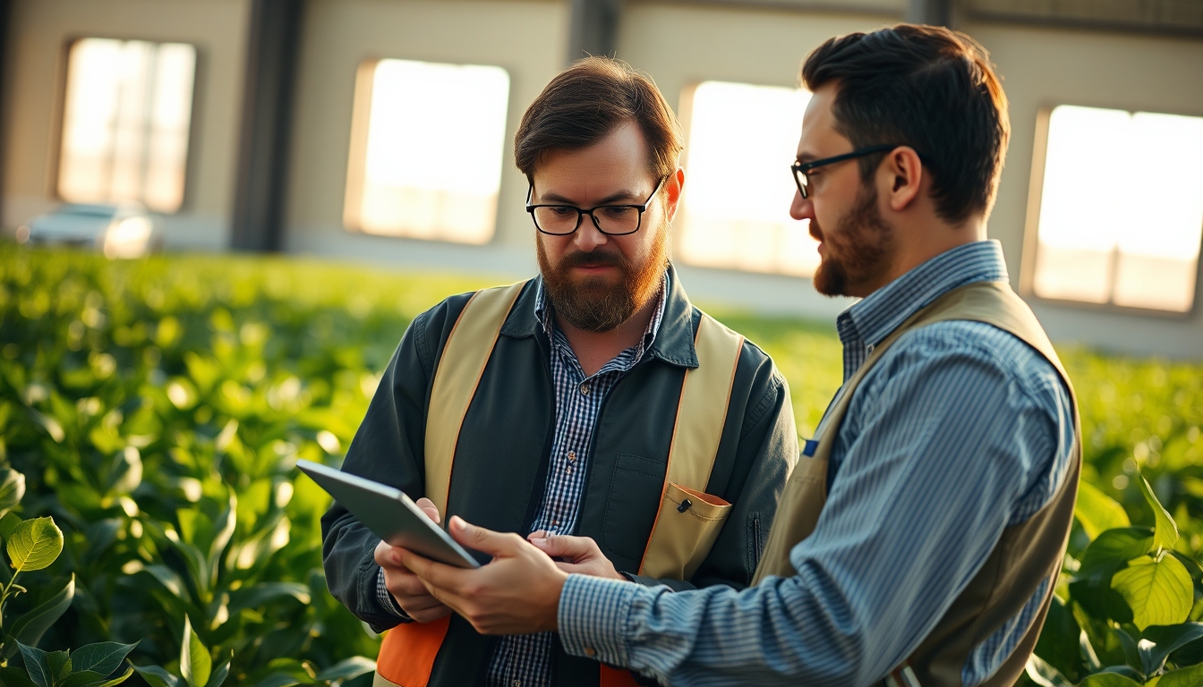 Agronomist with tablet in field analyzing crop data em estilo editorial