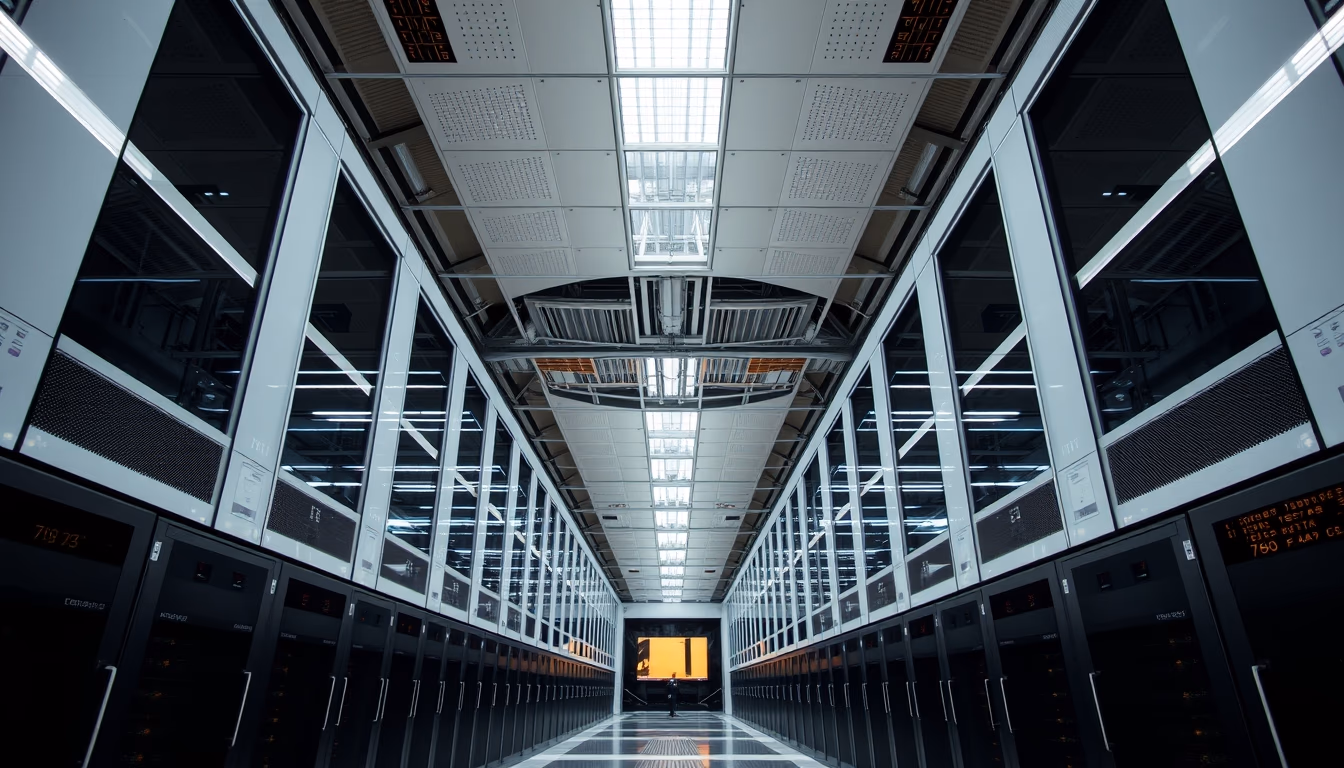 ai core data center in editorial style