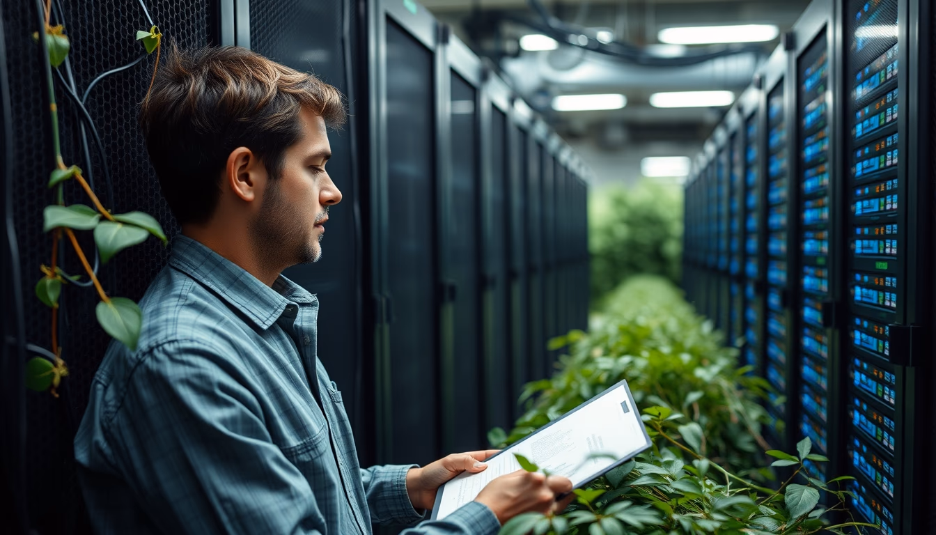 ai core data center in editorial style