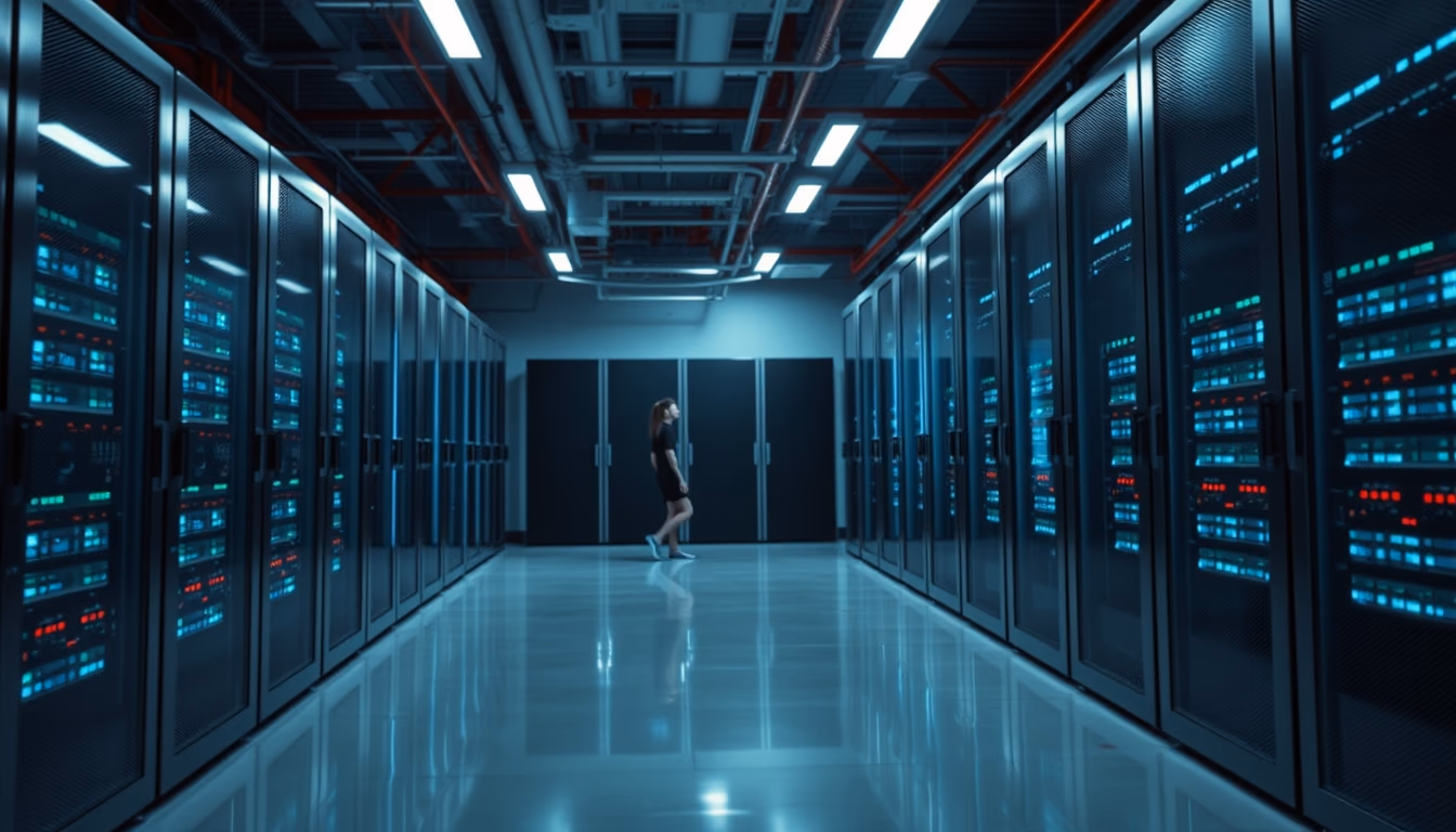 ai core data center in editorial style