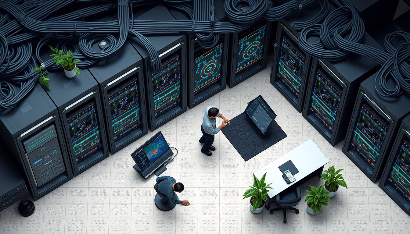 ai core data center in editorial style