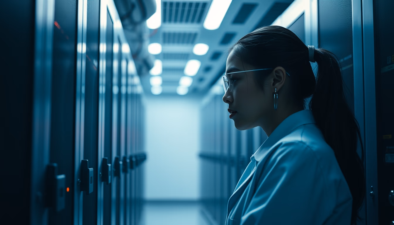 ai core data center in editorial style