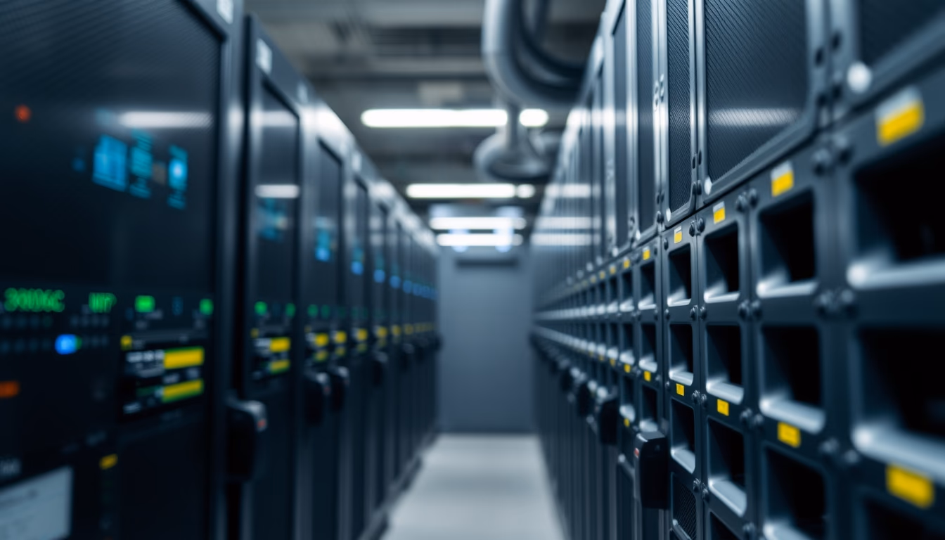 ai core data center in editorial style