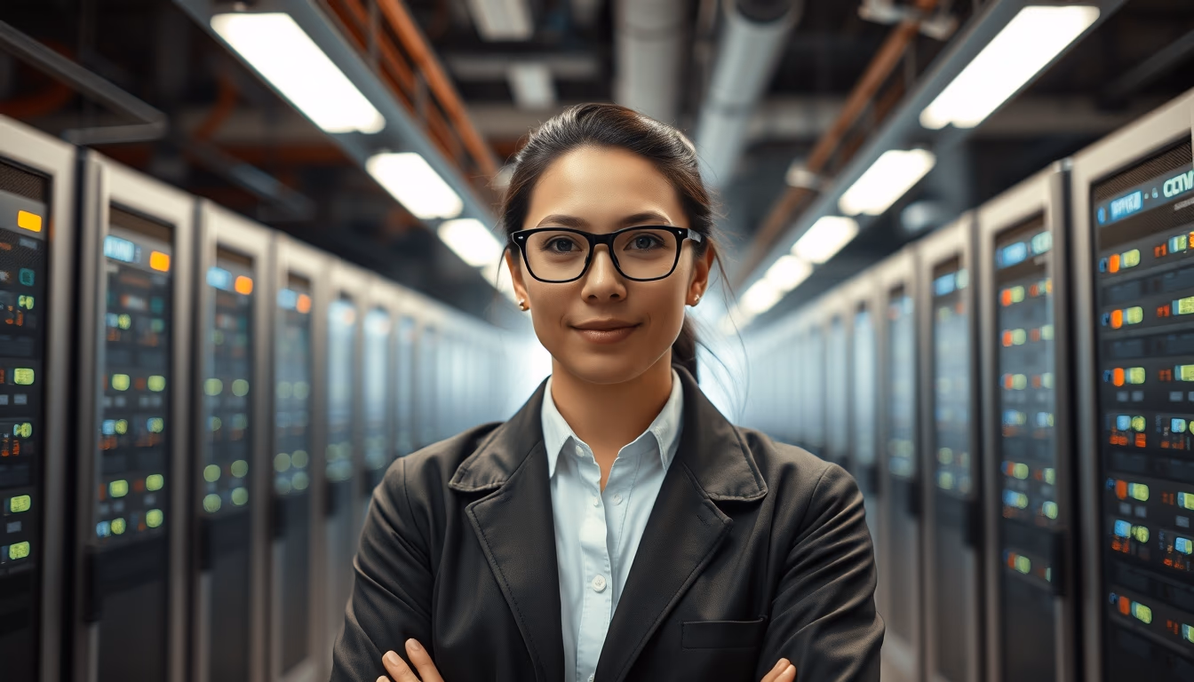 ai core data center in editorial style