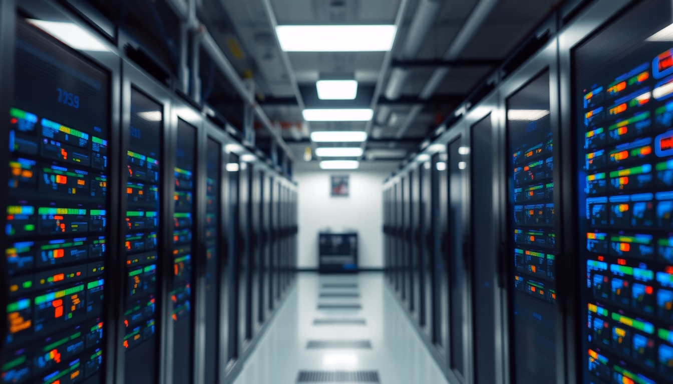 ai core data center in editorial style