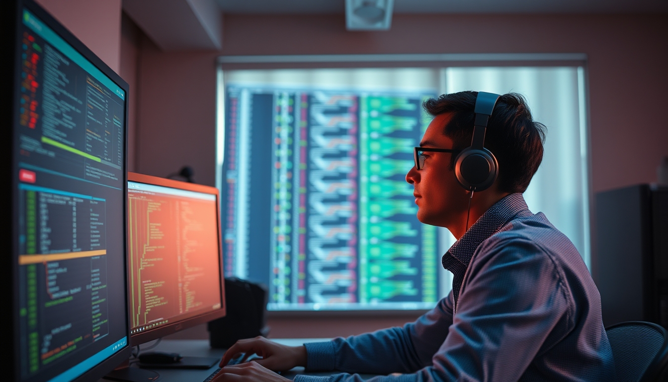AI engineer training neural network on workstation em estilo editorial