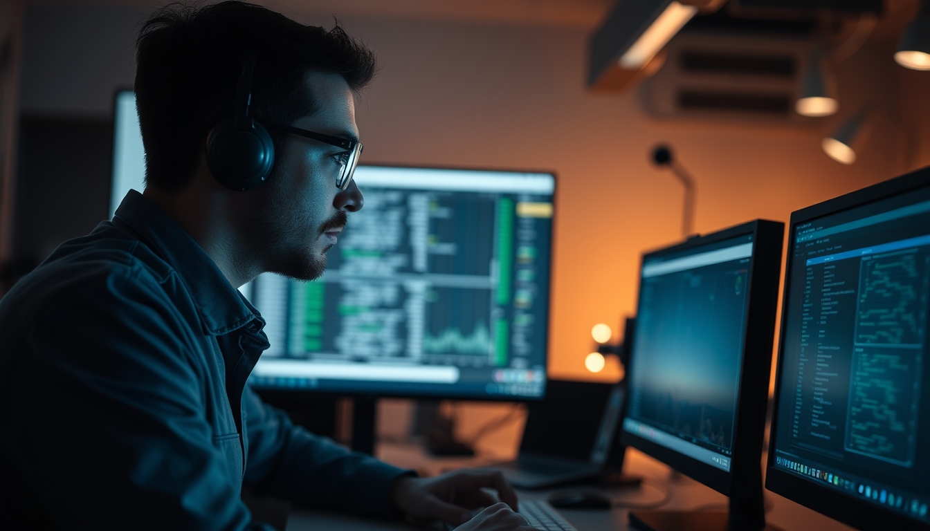AI engineer training neural network on workstation em estilo editorial