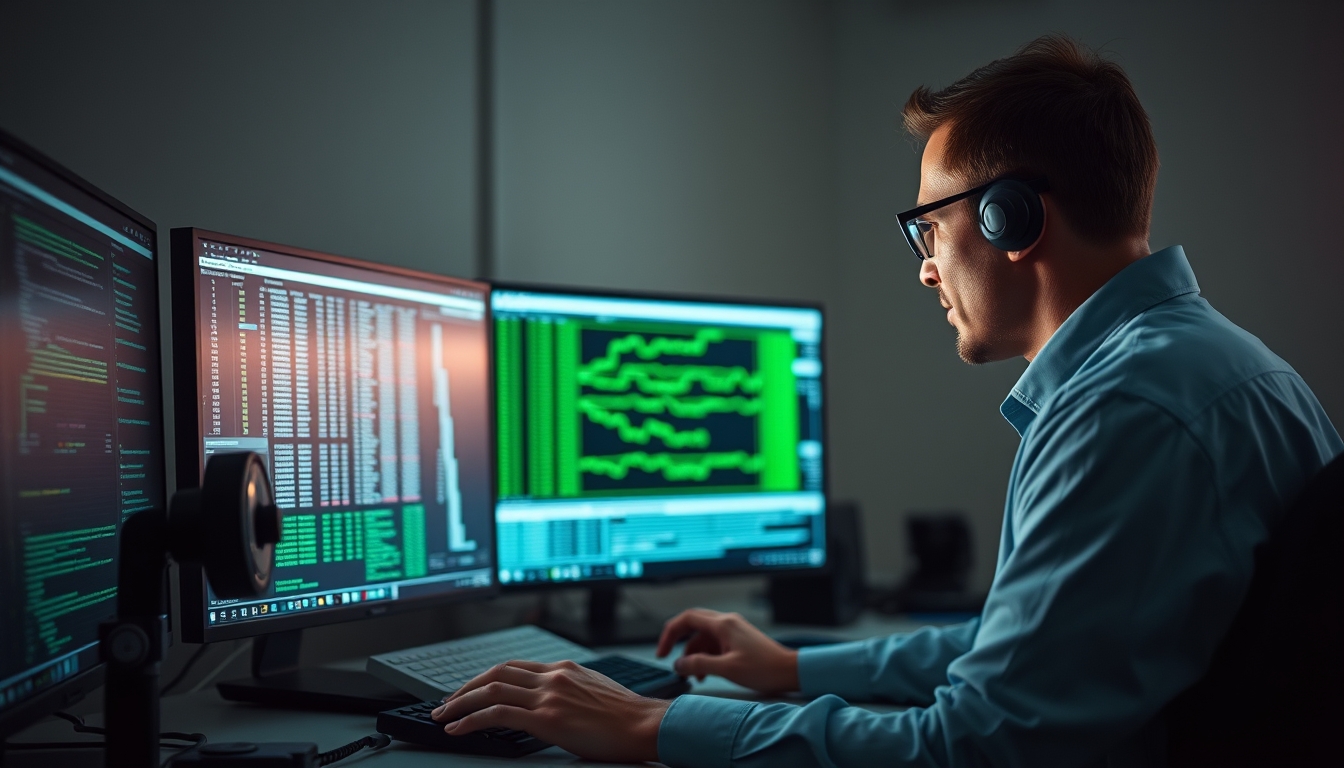 AI engineer training neural network on workstation em estilo editorial