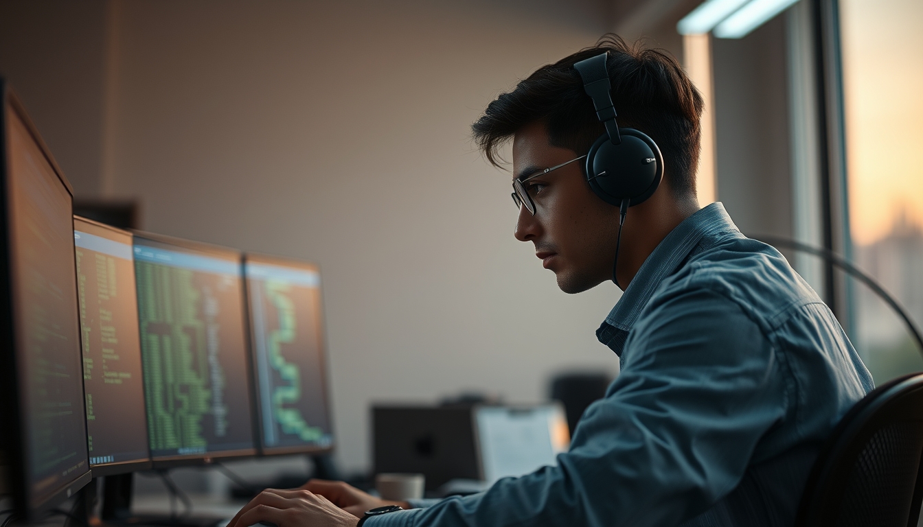 AI engineer training neural network on workstation em estilo editorial