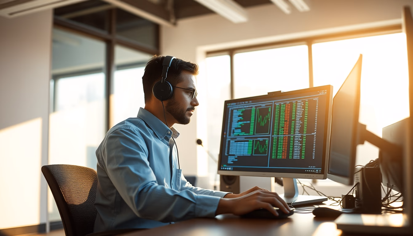 AI engineer training neural network on workstation in editorial style