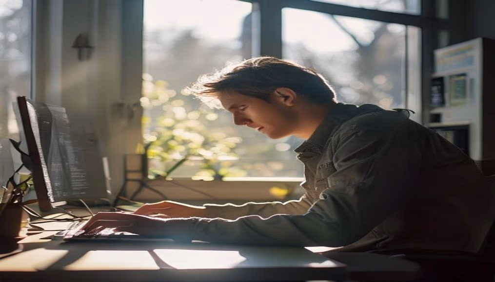 AI engineer training neural network on workstation in editorial style