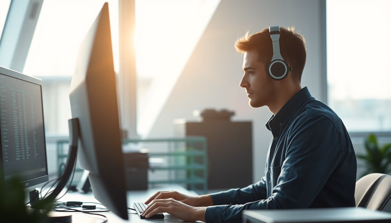 AI engineer training neural network on workstation in editorial style